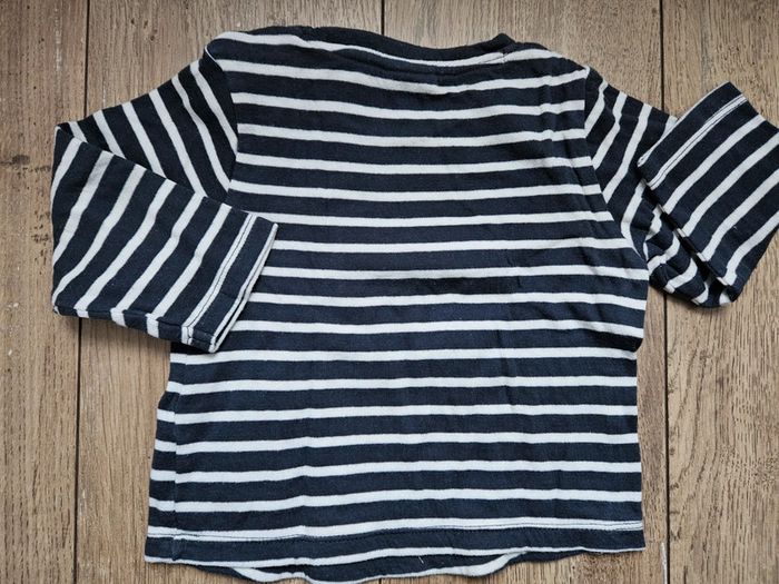 T.shirt manches longues rayé bleu marine et blanc Tape à l'oeil 9 mois - photo numéro 4