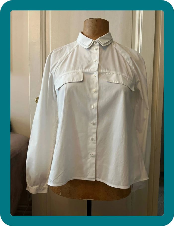 Chemise popeline blanche manches raglantes longues taille 36 - Anne Fontaine - photo numéro 4