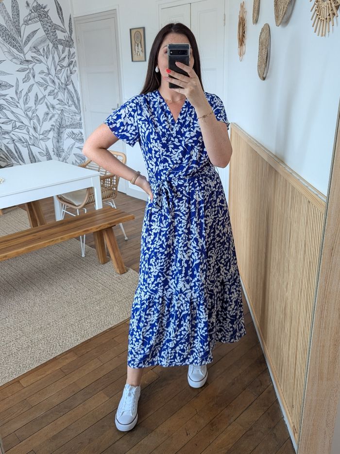 Robe longue Santorin bleu/blanc Taille M/L