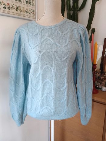 Pull léger bleu ciel handmade jolie maille