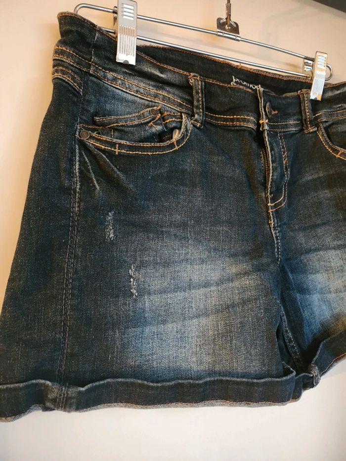 Short jean brut effet usé Promod - photo numéro 2