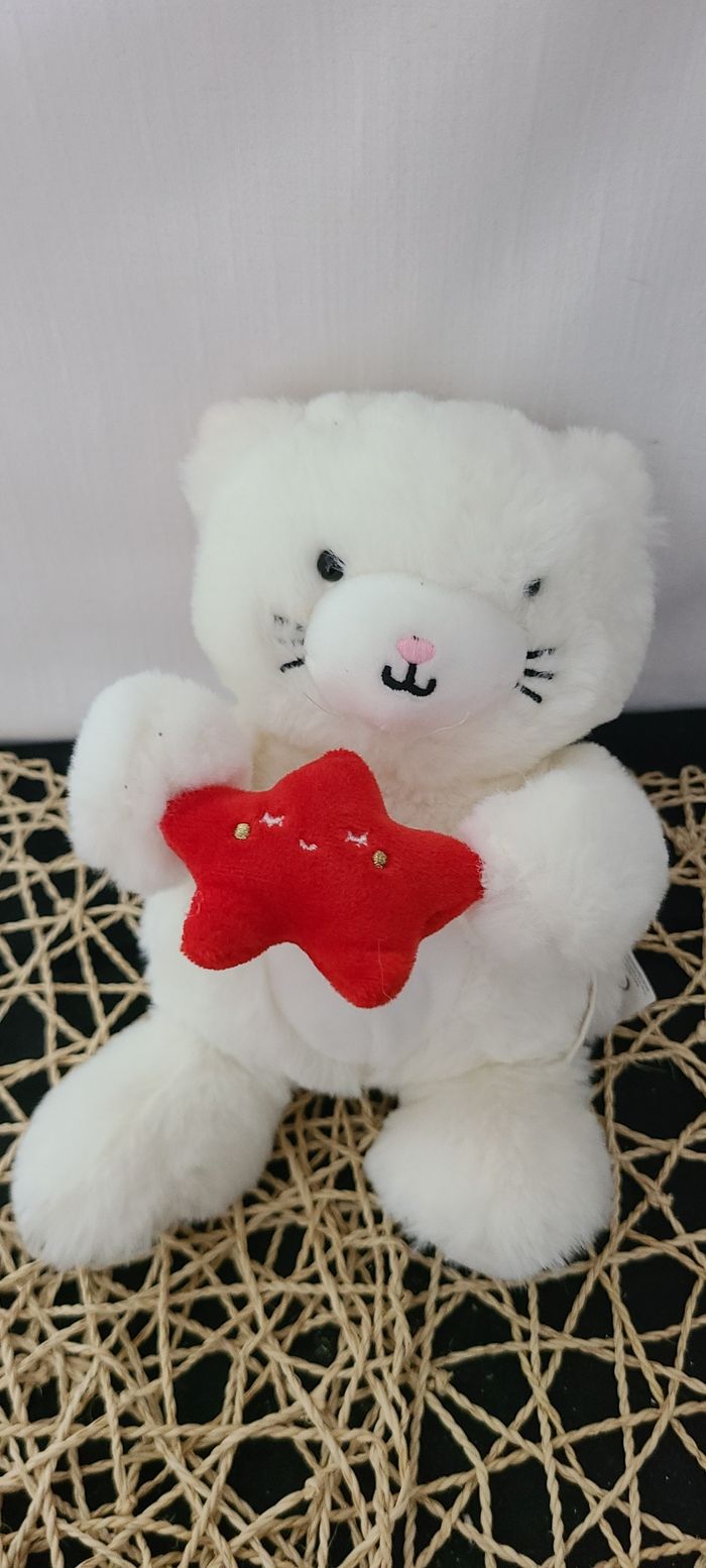 Doudou peluche SERGENT MAJOR CHAT étoile bonnet rouge 24cm grelot - photo numéro 4