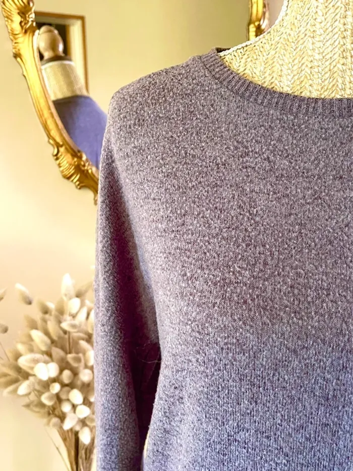 Pull fin gris col rond manches longues basique cosy - photo numéro 8