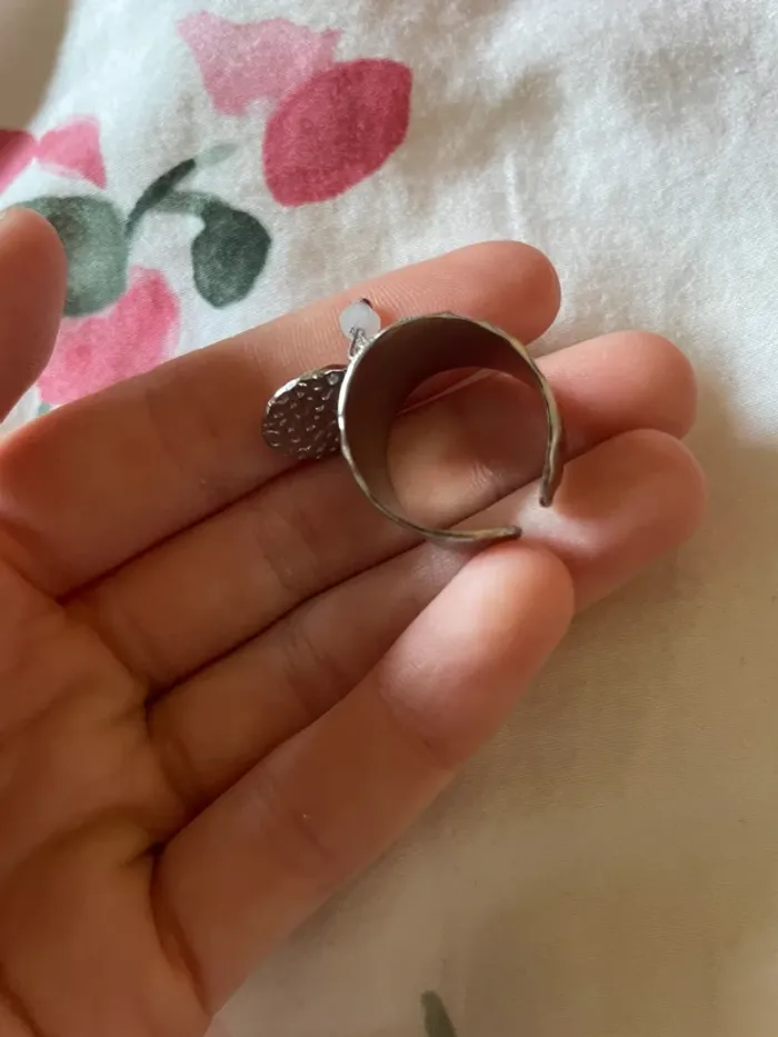 Bague à breloque en acier inoxydable argenté ajustable - photo numéro 2