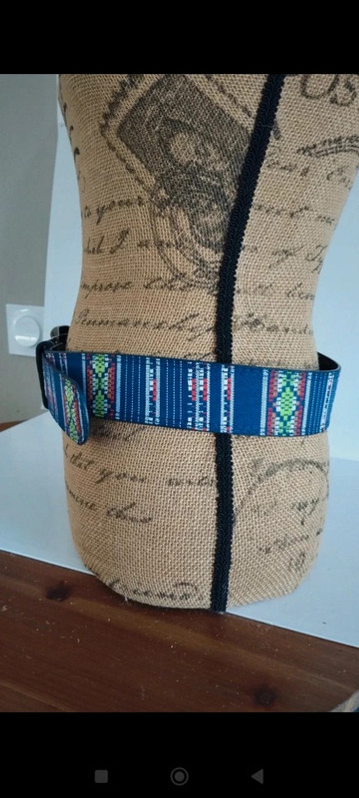 Ceinture bleu avec motifs colorés 95 cm - photo numéro 6