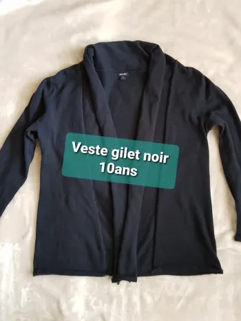 Gilet noir coton 10 ans fille