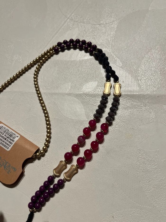 Sautoir acier croix violet - photo numéro 2