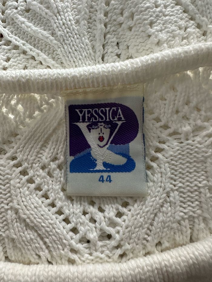 Pull oversize en mailles ajourées blanc Yessica Vintage T44 XXL - photo numéro 8