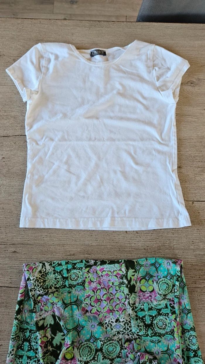 Robe moulante verte à motifs avec son t shirt blanc, sans manche, I'Kids Contemporary, 152/12 ans - photo numéro 10