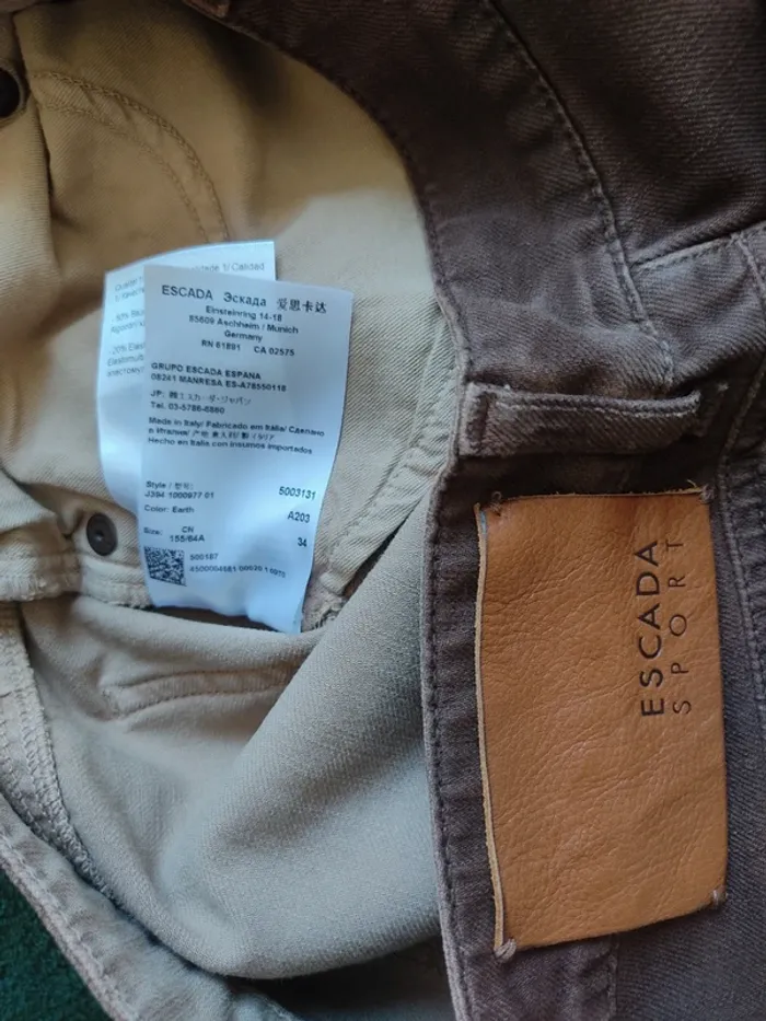 Pantalon bicolore marron slim femme Escada Sport 34 Neuf - photo numéro 9