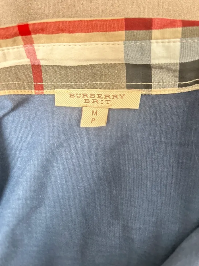 robe polo Burberry Brit vintage col tartan en coton bleu marine  été/mi-saison - photo numéro 5
