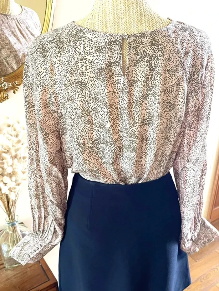 Sublime blouse manche longue fluide mango taille XL rose à motif - photo numéro 17