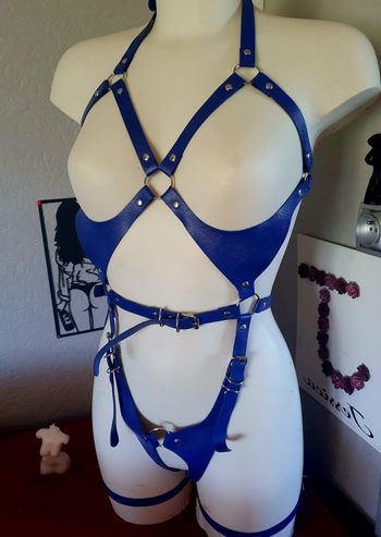Ceinture de corps corset bleue festival bondage bdsm costume