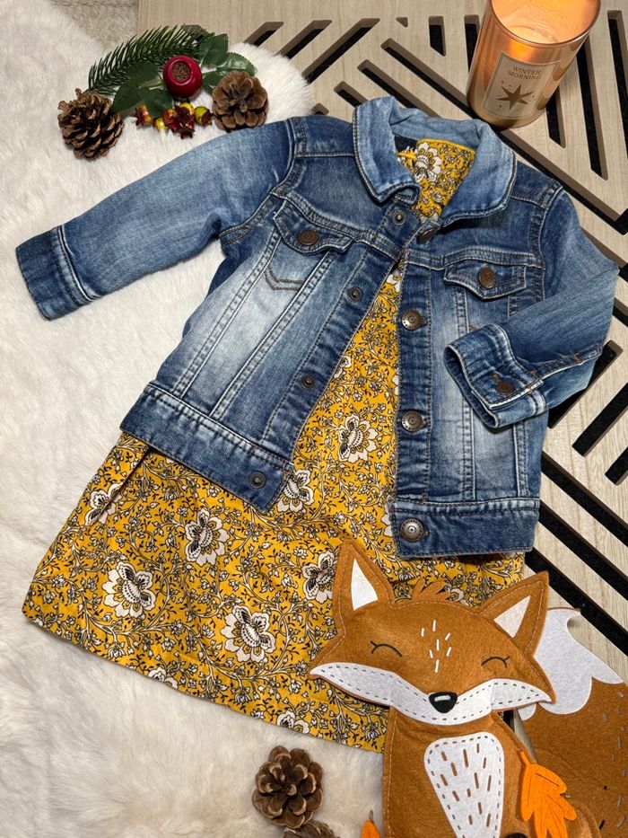 Ensemble robe été fleurie & veste bebe 6 mois