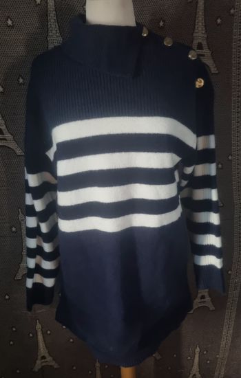 Pull d'hiver à rayures style Marin taille 48-50 Damart