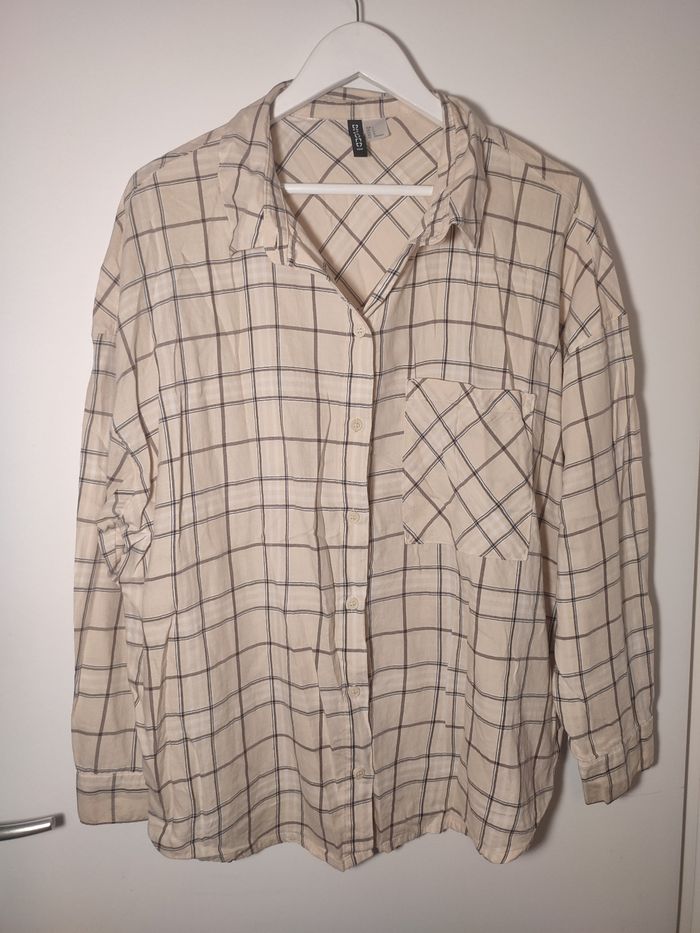 Chemise carreaux beige