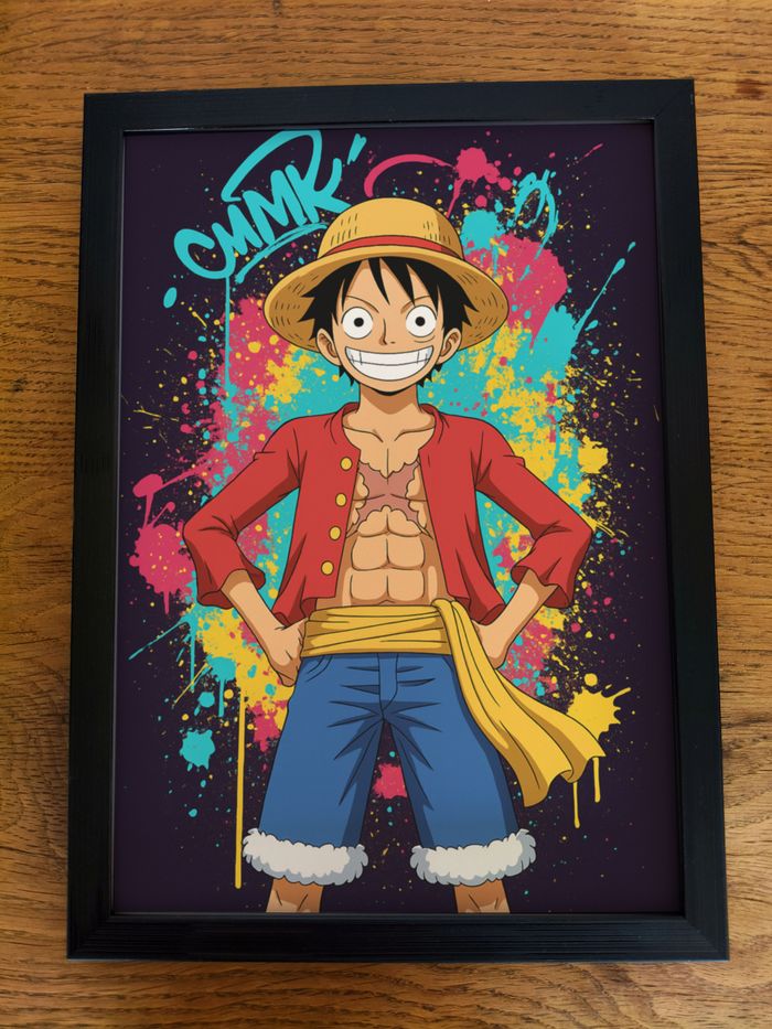 Affiche poster A4 (21×29,7 cm) Luffy One Piece manga street art coloré déco murale otaku chambre - photo numéro 3