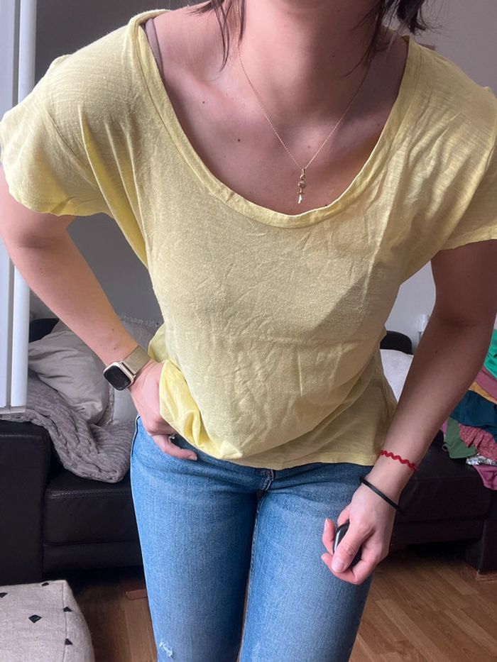 Tee shirt jaune - American Vintage - S - photo numéro 2