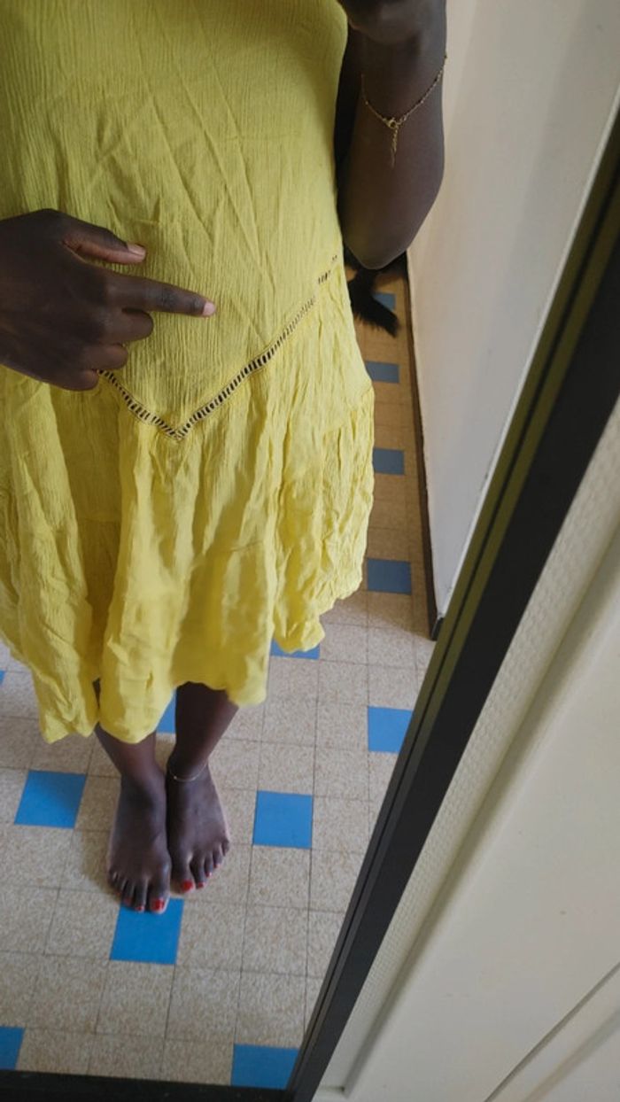 Mini robe estivale dos nu jaune poussin or - photo numéro 5