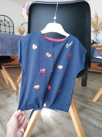 Tee-shirt manches courtes Vertbaudet 4 ans bleu marine sequins
