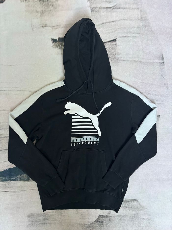 Sweat à capuche Puma, Taille S, Imprimé Blanc et Bandes Blanches sur les Épaules - photo numéro 3