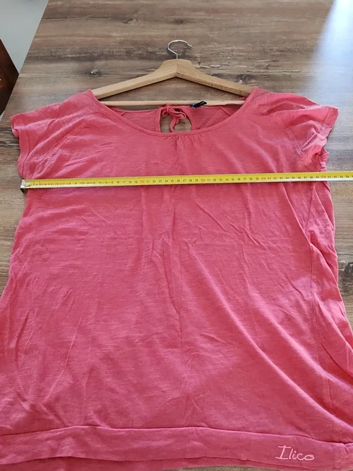 Tee-shirt haut blouse manches courtes taille 46 Ilico corail - photo numéro 4