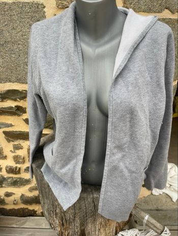 Veste en maille grise à capuche - Camaïeu 