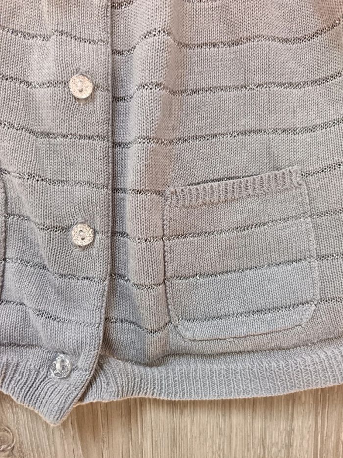 Gilet gris argenté Tissaia fille 12 mois - photo numéro 3