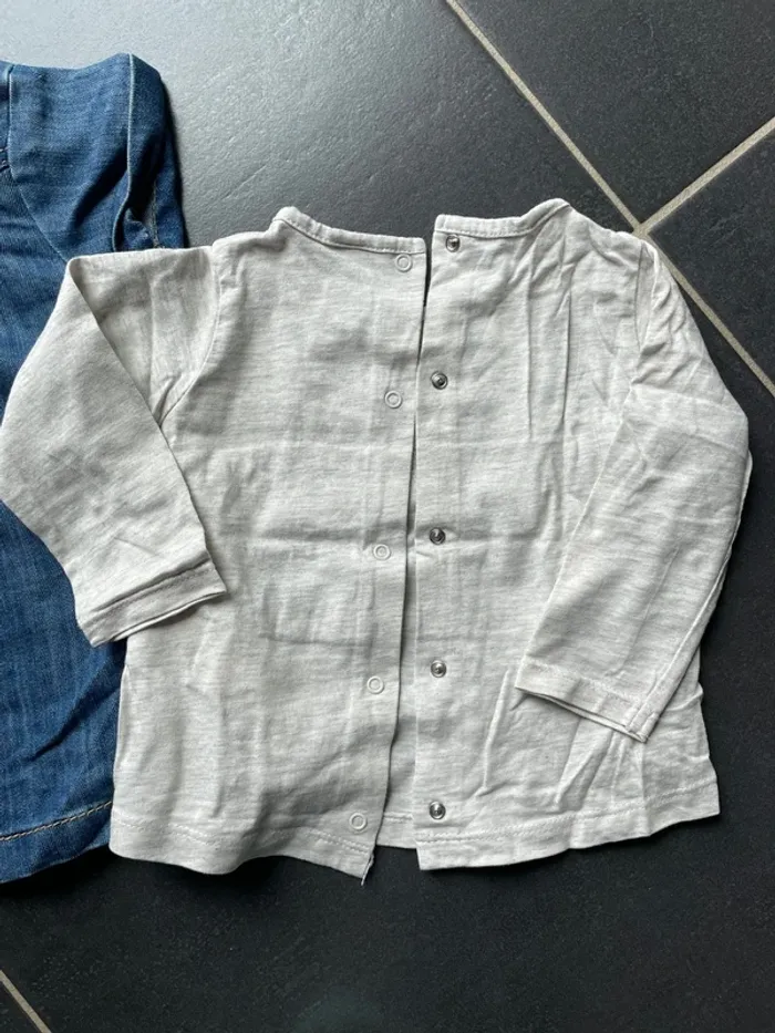 Ensemble robe jeans t shirt crème chiné gris - photo numéro 6