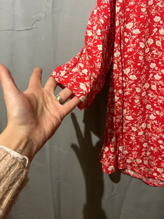 Blouse christy fleuri rouge - photo numéro 2