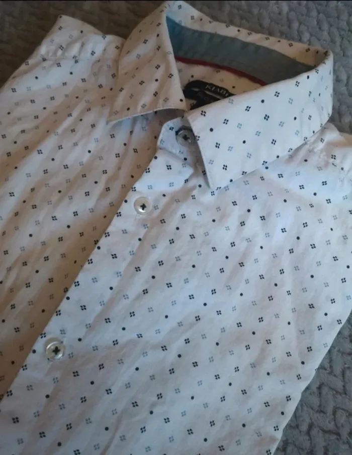 Chemise homme Kiabi Regular Fit – Taille M – Blanc motif losanges - photo numéro 2