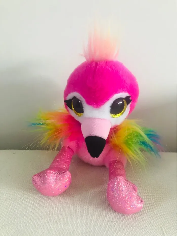 Peluche flamant rose ailé coloré perroquet zuru neuf - photo numéro 3