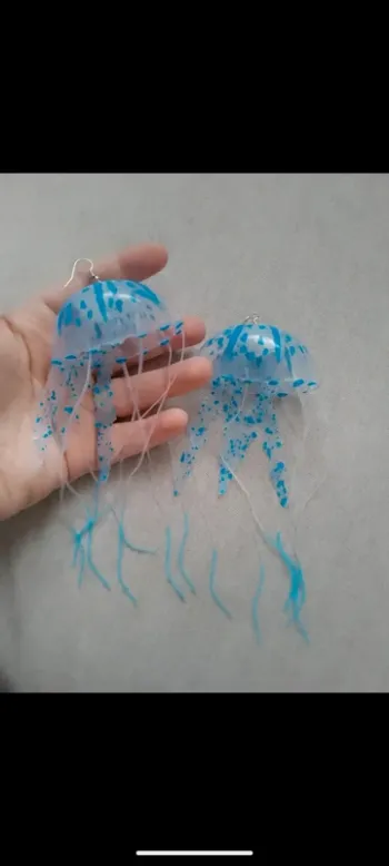 Boucles d'oreilles bohèmes méduses bleues