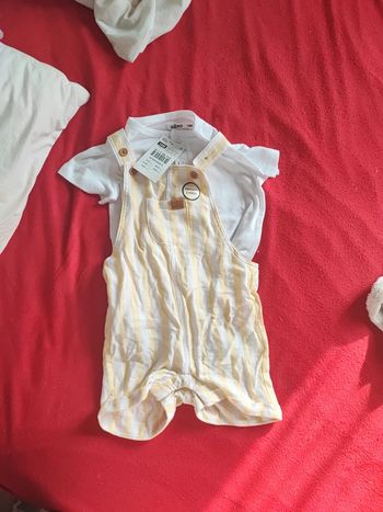 Ensemble short salopette lin neuf Gémo