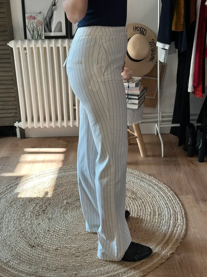 Pantalon Morgan blanc rayé bleu taille 36 neuf - photo numéro 2