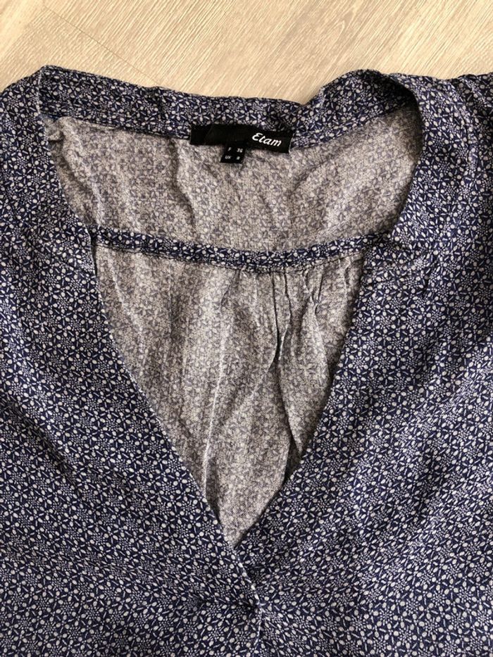 Blouse bleue Etam taille 36 en viscose - photo numéro 3