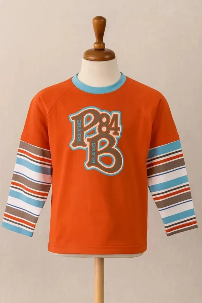 Tee shirt manche longue corail bleu clair marron blanc Poivre Blanc Taille 6 ans - photo numéro 2