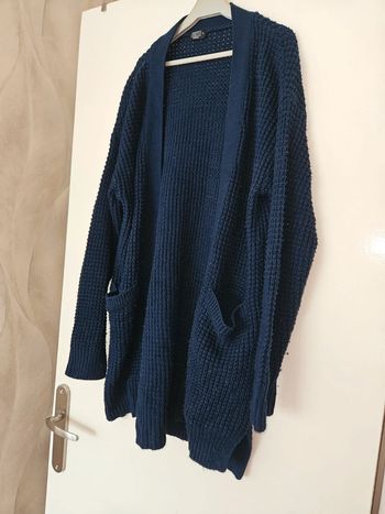 Gilet long bleu style laine Firefly