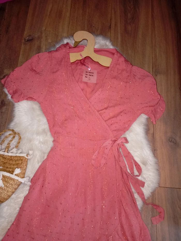 Goa 🔆 neuf ! robe portefeuille rose plumetis taille L soit 38/40 - photo numéro 4