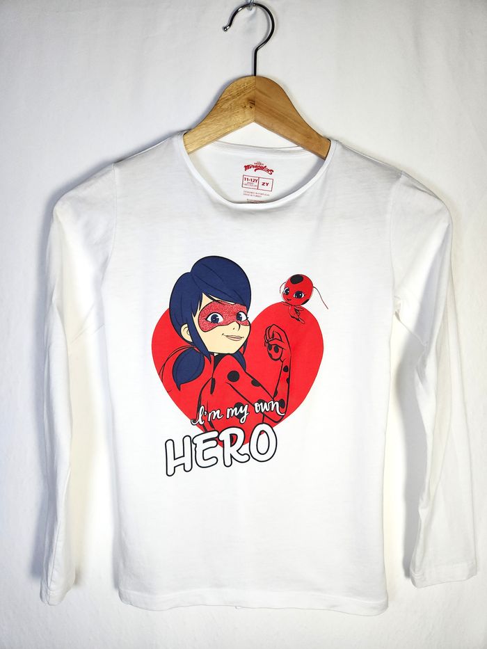 T-shirt Miraculous blanc manche longue - Taille 11/12 ans