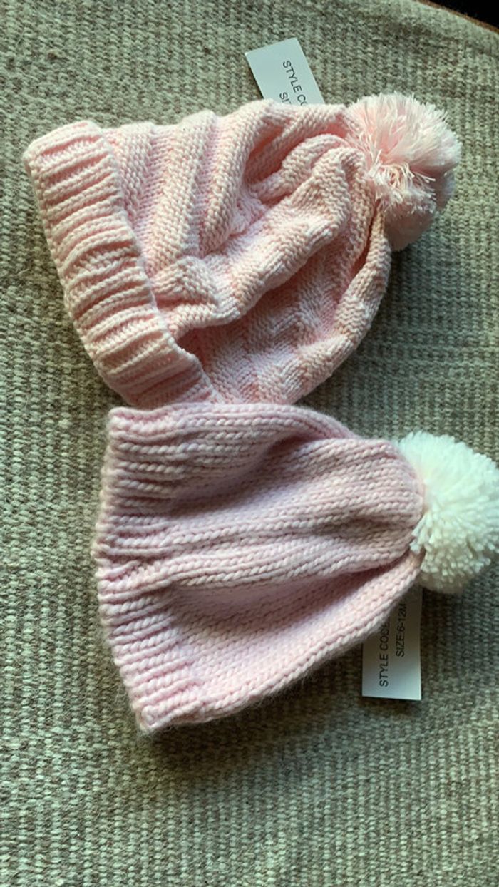 Lot bonnet fille rose 6 mois à 2 ans idée cadeau