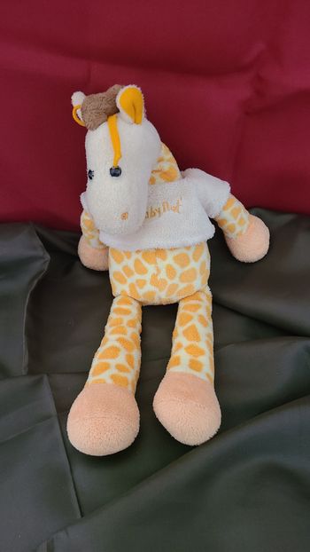 Doudou Girafe Jaune Orange Pull Beige peluche marron - Baby Nat