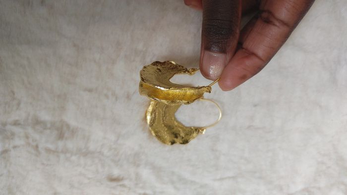 Boucle d'oreille fulani créole peulh peuls en métal doré subsaharienne Afrique - photo numéro 9