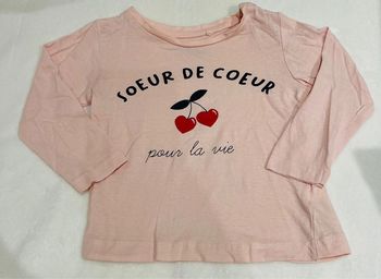Manches longues avec inscription « Sœur de cœur pour la vie » 18 mois 80cm Les petits cailloux