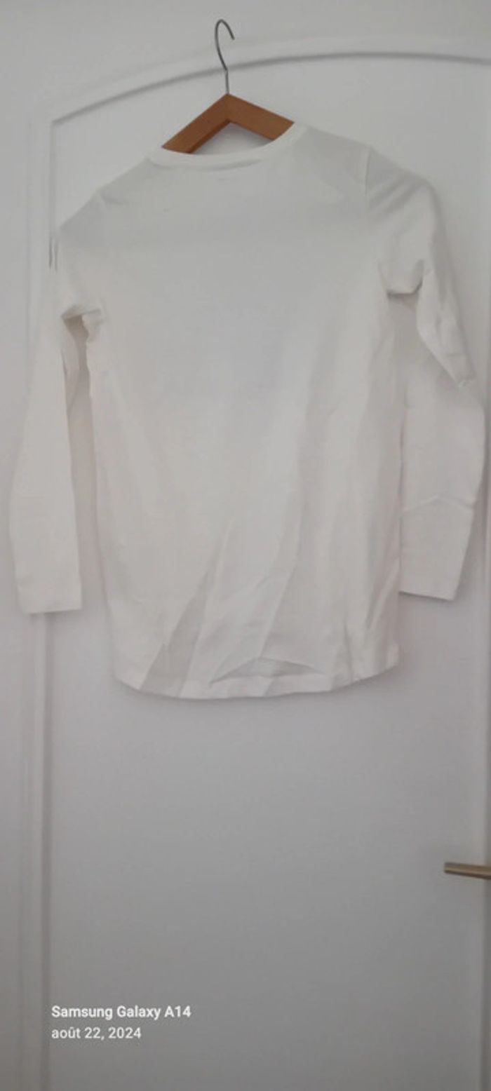 Tee-shirt long motif feuilles et texte brodé crème neuf fille 10 ans vert baudet - photo numéro 13