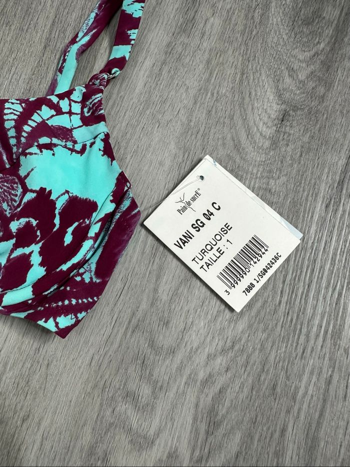 Maillot de bain deux pièces bleu turquoise et violet Pain de Sucre T36 S - photo numéro 6