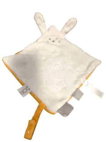 Doudou lapin 🐰 blanc jaune moutarde Okaïdi Obaibi