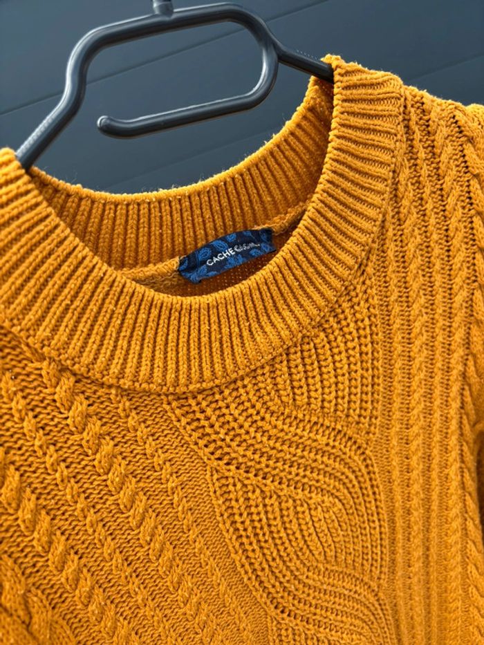 Pull moutarde Cache Cache taille S – maille torsadée tendance automne/hiver - photo numéro 2