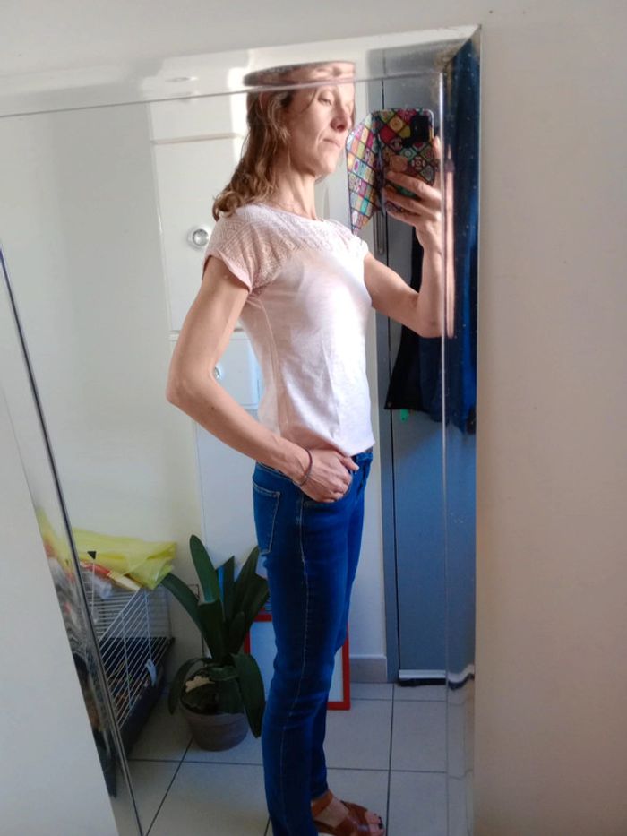 T-shirt fille 16 ans rose pâle c48 - photo numéro 3