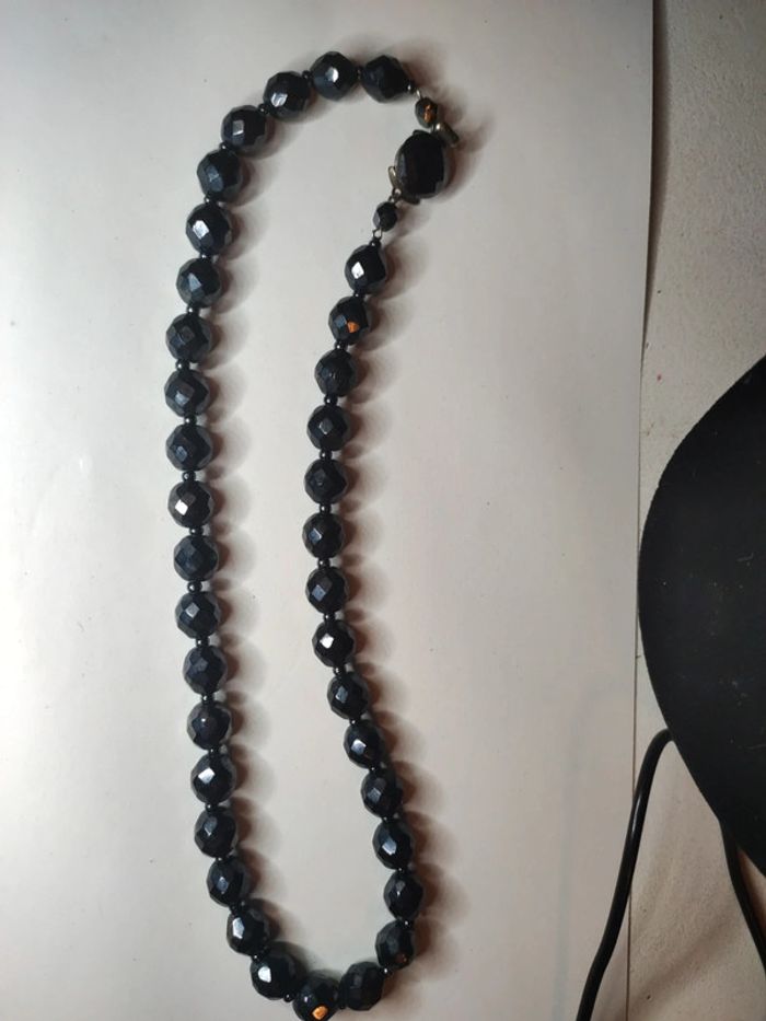 Colliers perles noires à facettes vintage - photo numéro 2